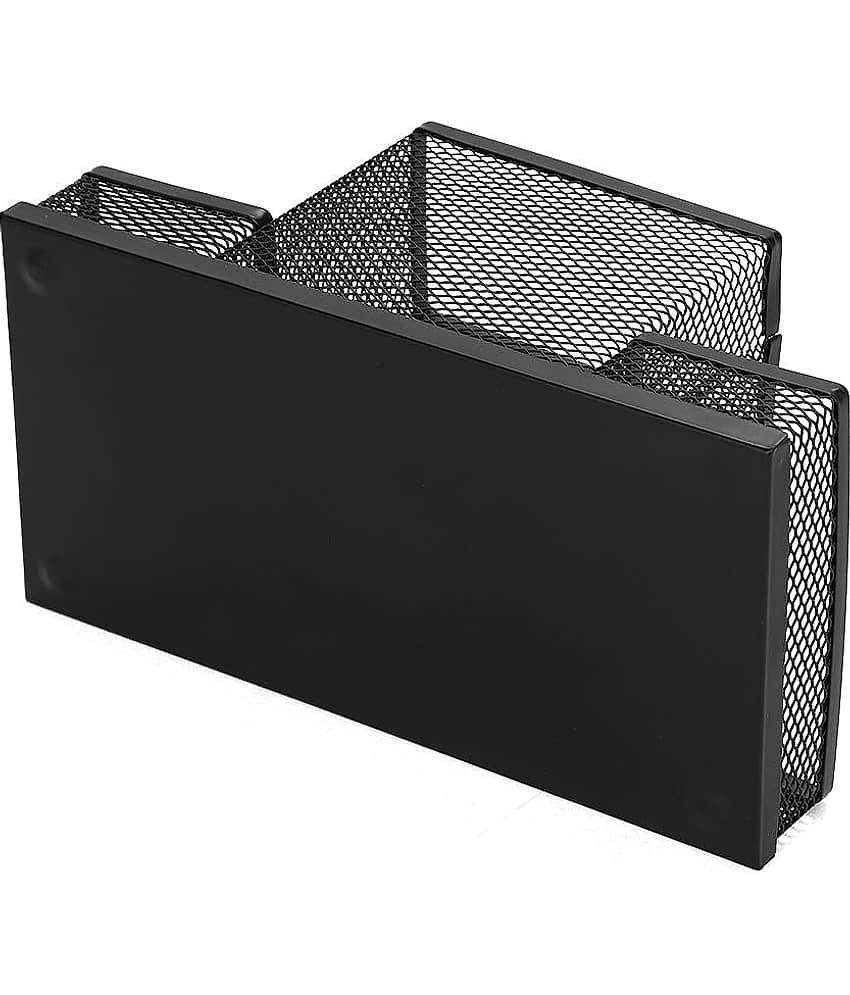 Jellify Pen Holder for Desk Mesh Metal Pencil Holders Pen Cup Marker Holder Desk Caddy with Sticky Notes Holder Pen Organizer for Office Supplies Workspace School Home Black (4 Compartment) view 2