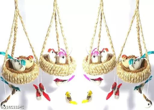 Bird Nest for Jute Hanging Jhumar set of 4 | Chidiyan Ka Ghosla | Home&Decor | Outdoor | view 2
