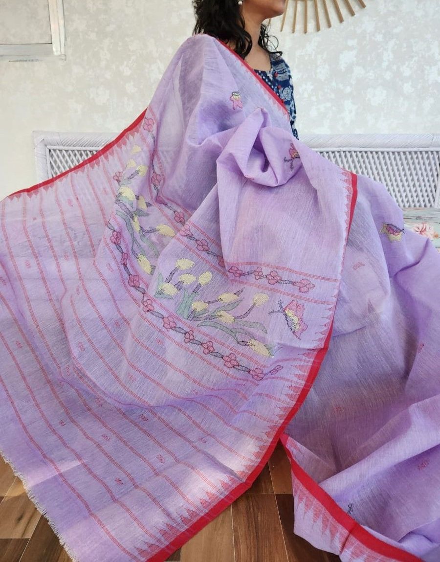 Cotton Moinrangphee Saree view 2