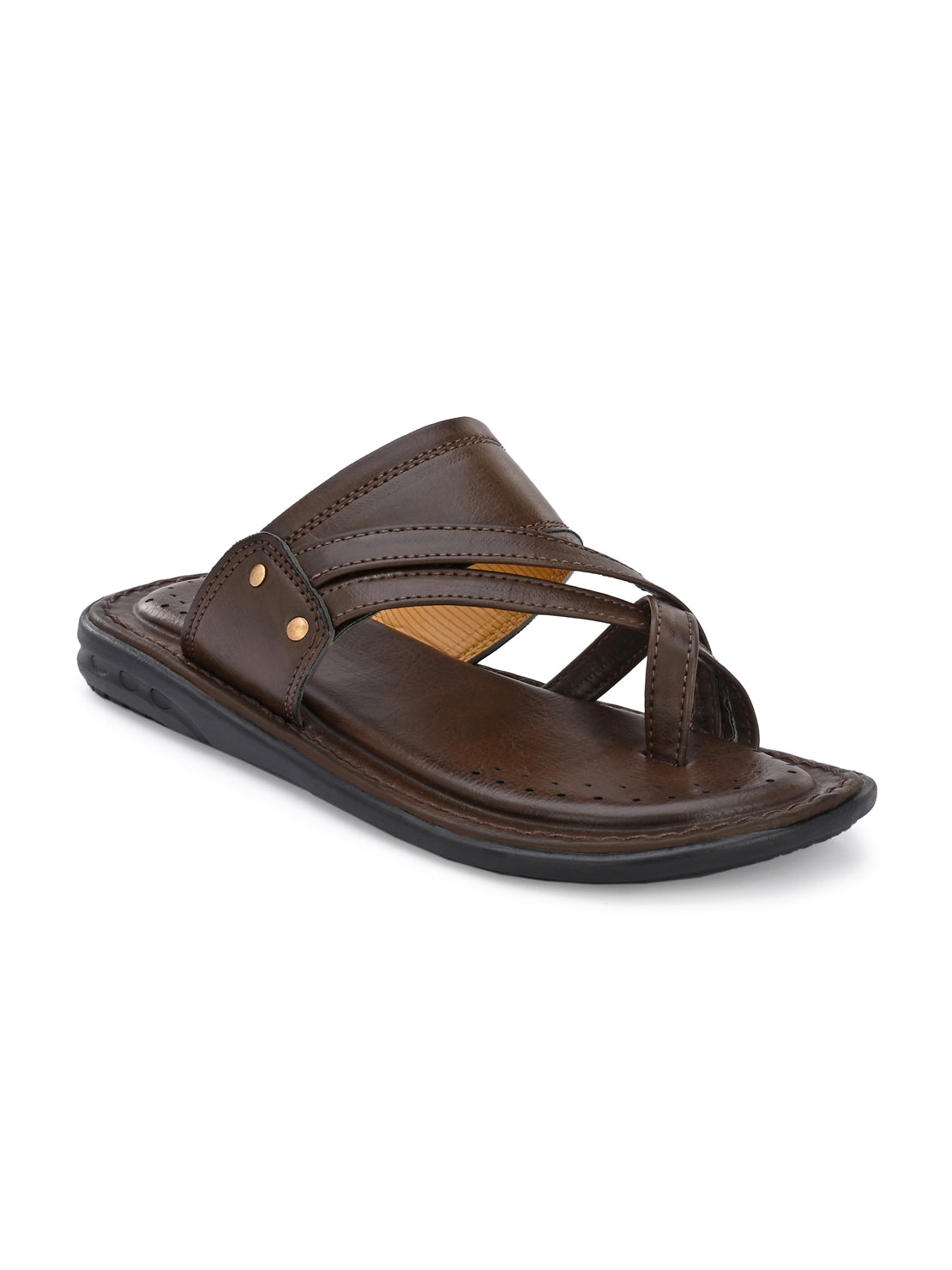 Hirolas® Men's Brown Comfortable Office Slippers (HROMSL10BRN) view 2