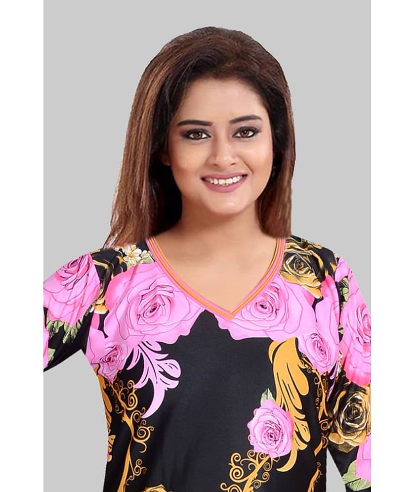 PURSA - Lime Green Satin Women's Nightwear Nighty & Night Gowns ( Pack of 1 ) view 2