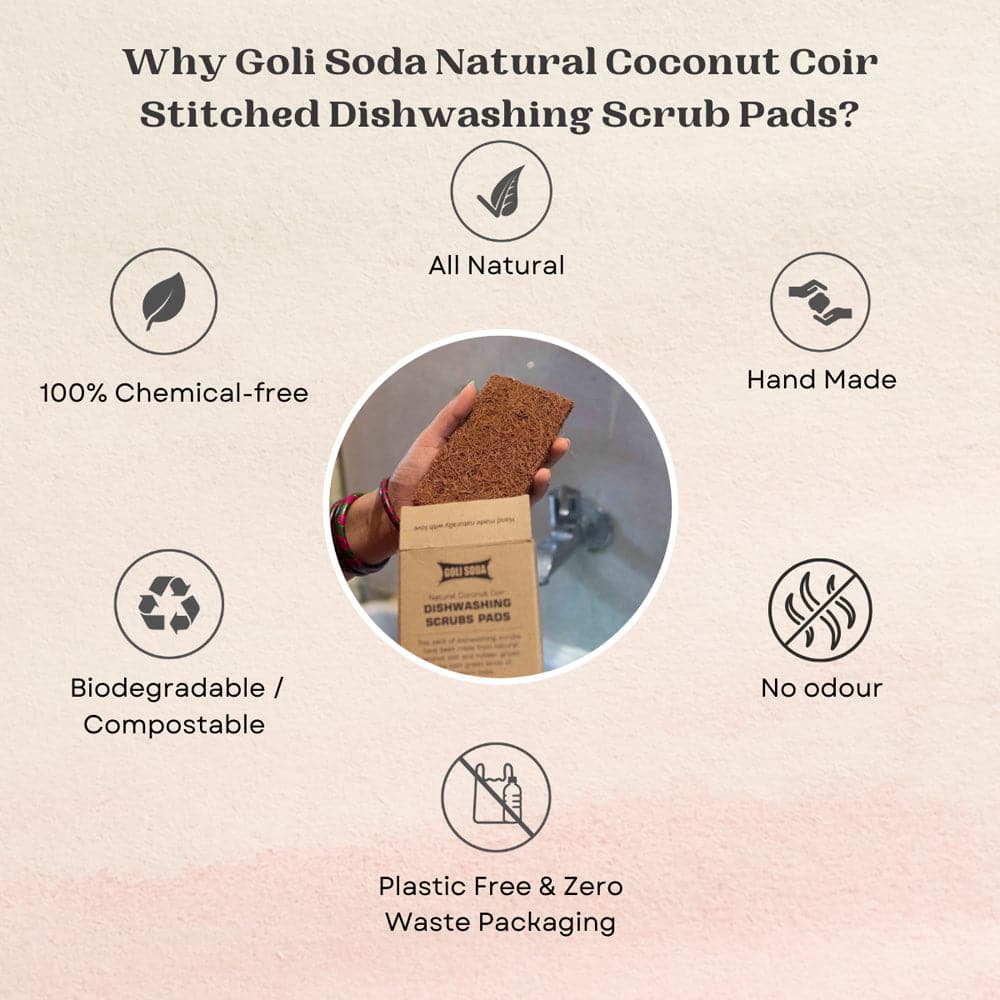Goli Soda Natural Coconut Coir Dishwashing Scrub Pads - Pack of 6 view 2