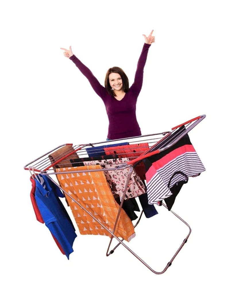 CELEBRATIONS Stainless Steel Double Wings Cloth Dryer Stand for Drying All Kinds of Attires | Cloth Drying Stand | Clothes Drying Rack | Foldable Cloth Stand view 2
