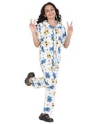 Ninos Dreams Peterpan Girls 100% cotton Night Suit Cat Printed Half sleeves with Pyjama-Cream view 2