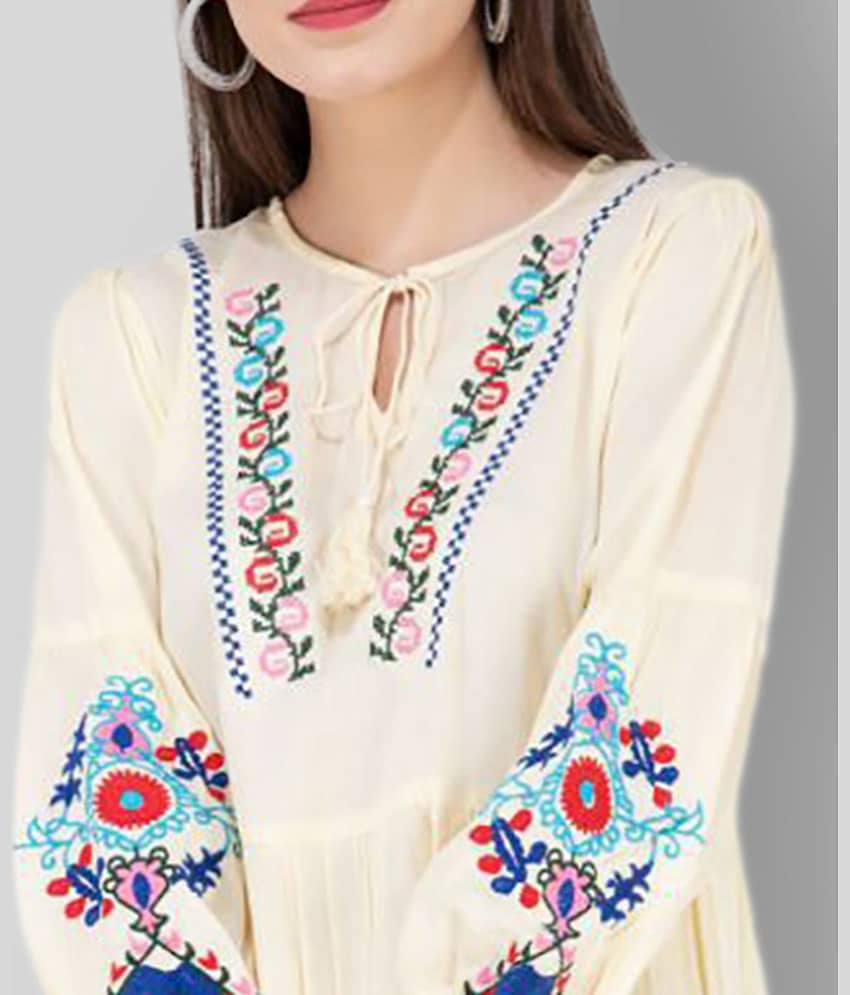 SAAKAA Women's Rayon Regular Top ( Tan ) view 2