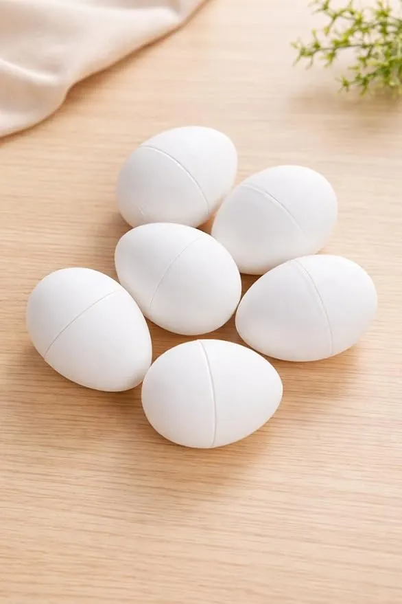 White Plastic Easter Eggs, Openable Two-Piece Shell, Pack of 6, Hollow Egg Containers for Treats view 2