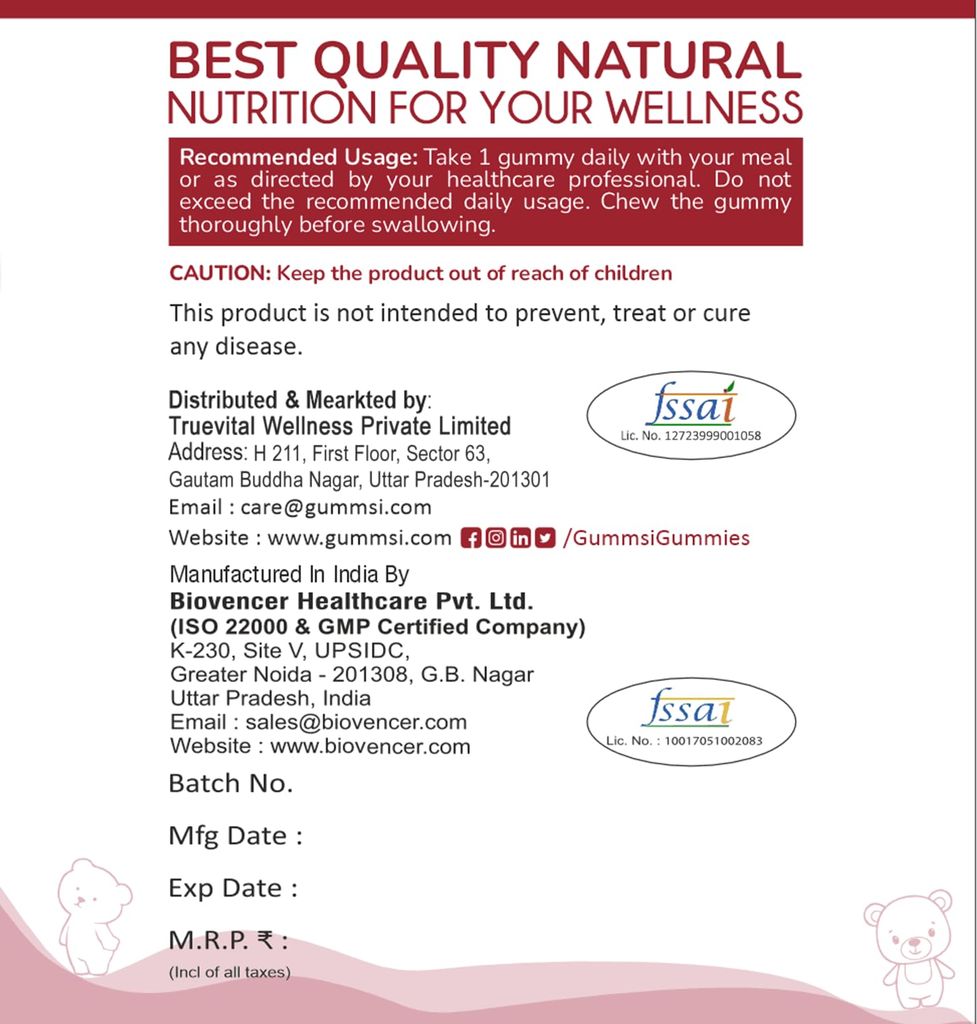Gummsi Biotin Hair Gummies for Stronger, Shinier Hair & Nails | 30 Gummies view 2