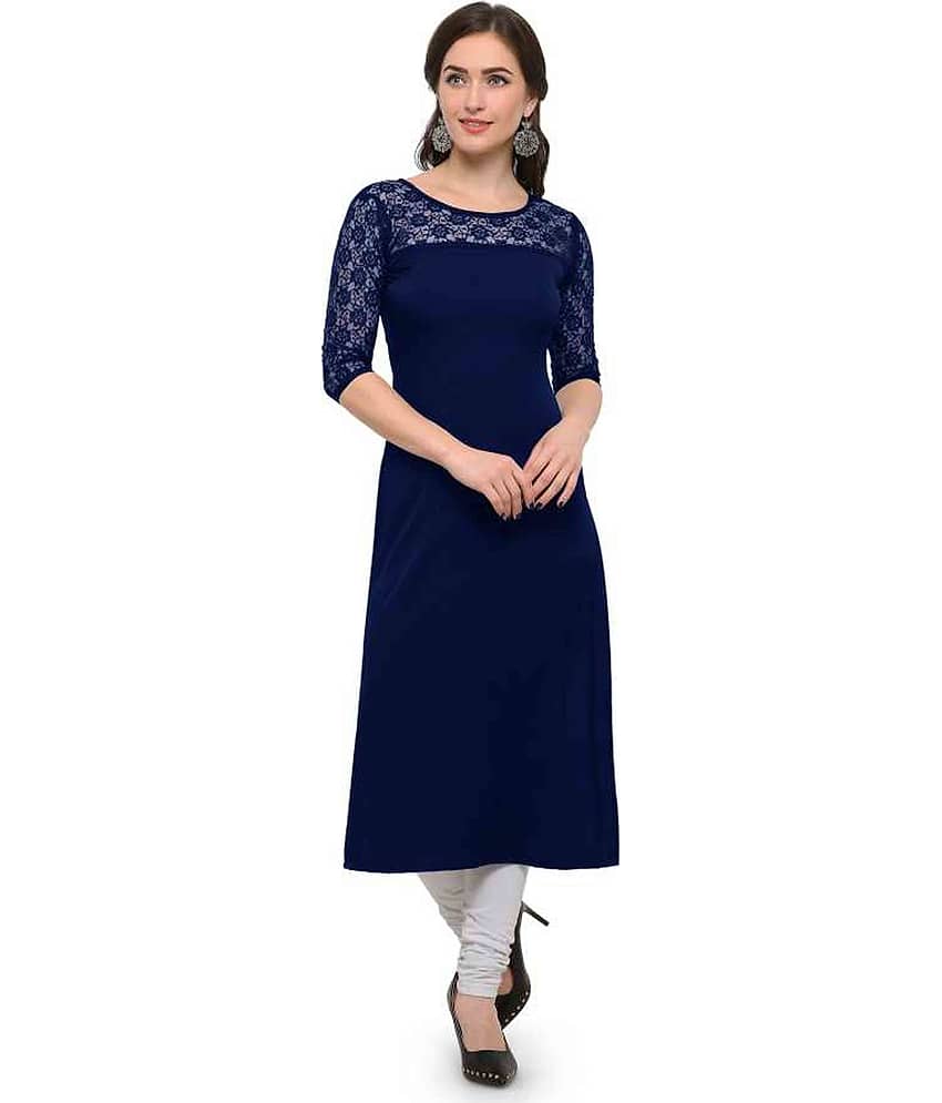Dream Beauty Fashion - Navy Crepe Women's Straight Kurti ( Pack of 1 )