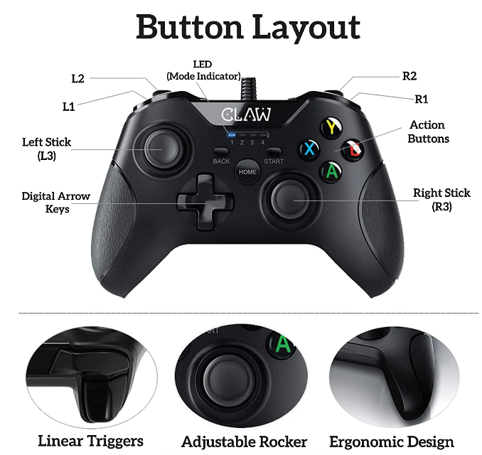 CLAW Shoot Wired Gamepad for PC only view 2