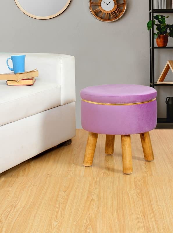 ShadowKart Ottoman Pouffes Sitting Stool for Living Room Furniture Wooden Footstools Puff Mudda Footrest Pouff for Office Home Decor, Combo view 2