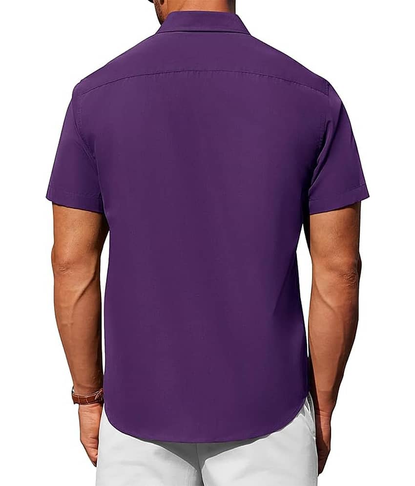 UNI VIBE Cotton Blend Slim Fit Solids Half Sleeves Men's Casual Shirt - Aqua Blue ( Pack of 1 ) view 2