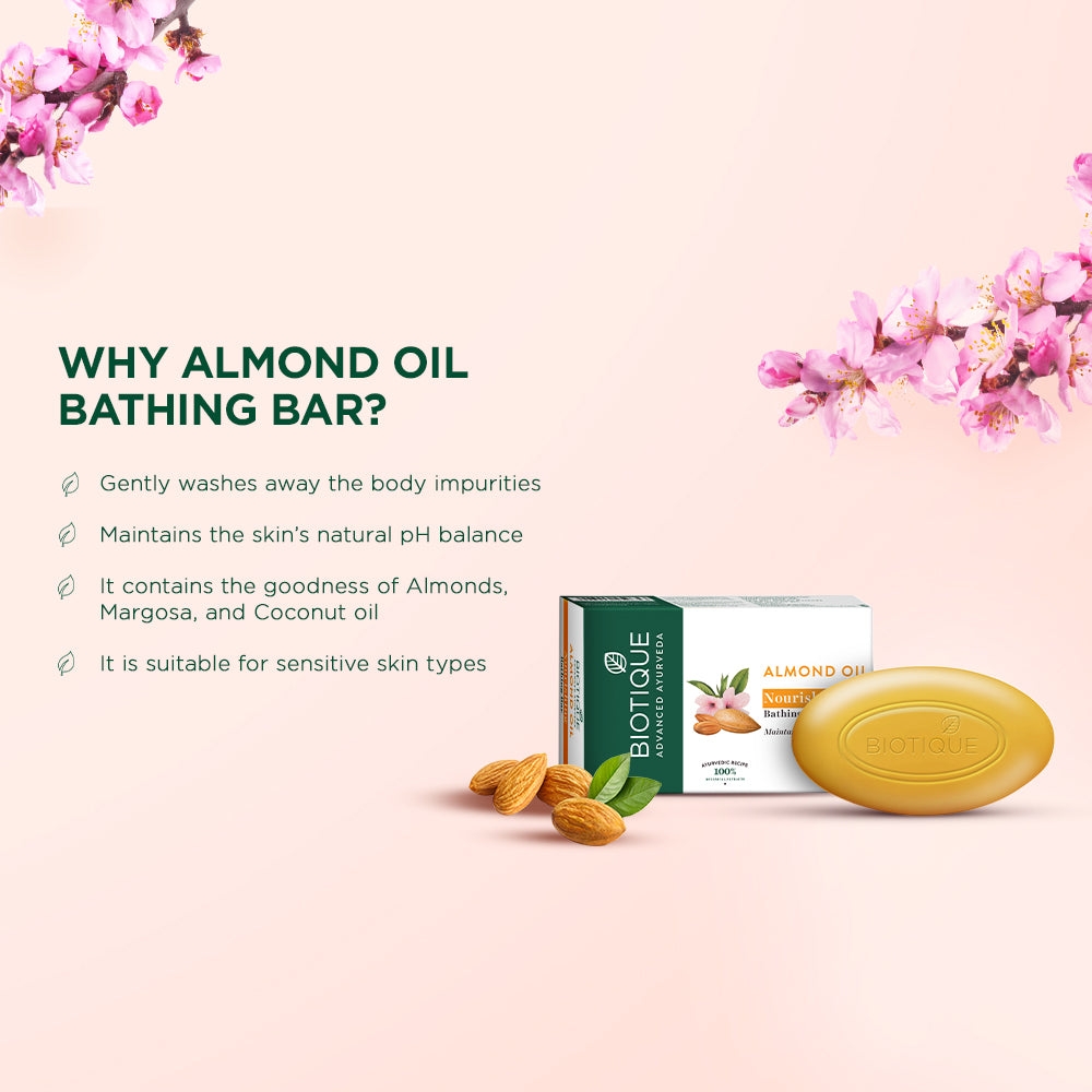 Biotique Almond Oil Nourishing Bathing Bar 150g view 2