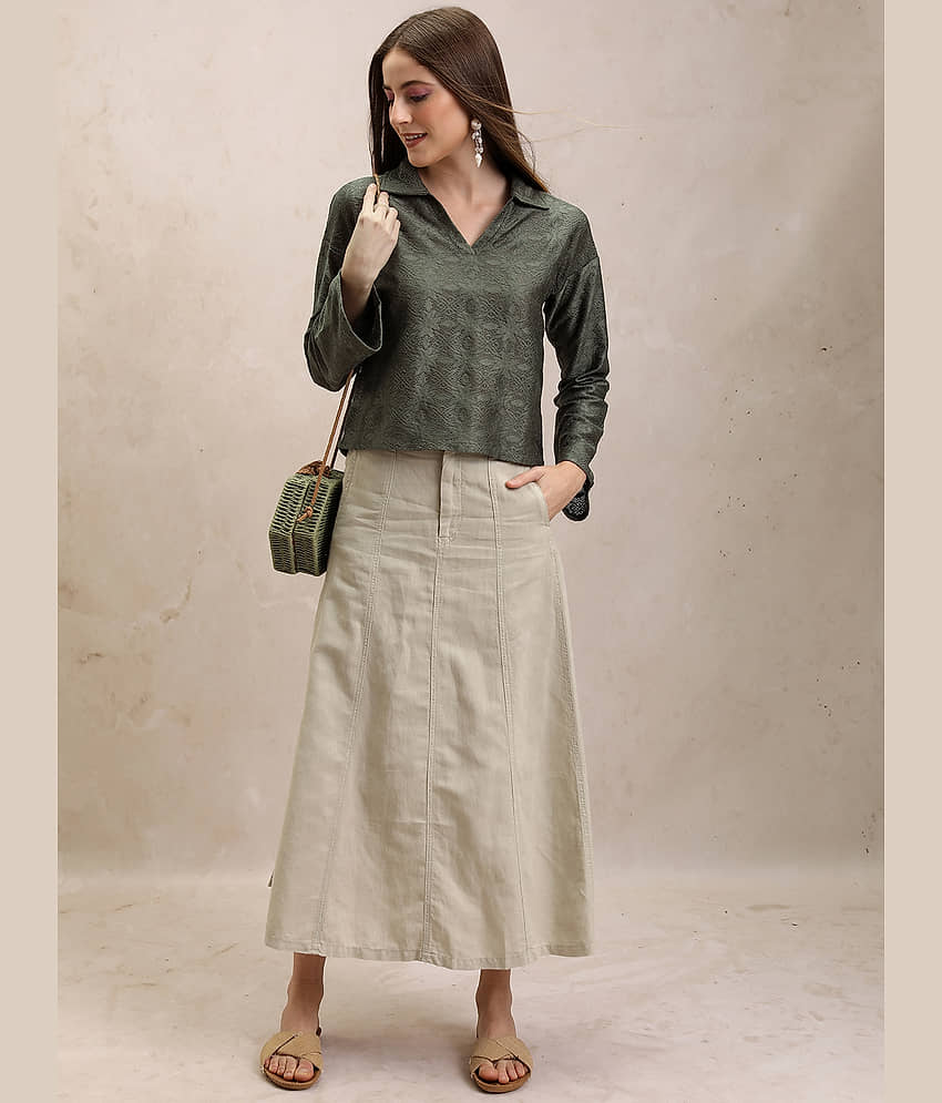 Tokyo Talkies Women's Polyester Regular Top ( Olive ) view 2