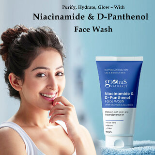 Globus Naturals Niacinamide DPanthenol Face Wash with Vitamin E Glycerine Reduces Dark Spots Hyperpigmentation Suitable for Oily Sensitive Skin 50gm view 2