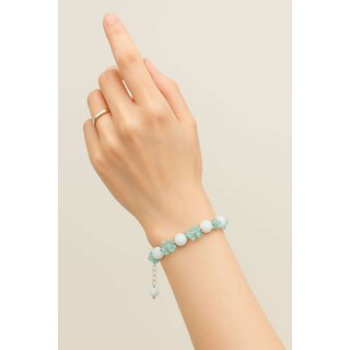 Techiefox Stylish Ocean-Inspired Bracelet Features Soft White Spheres and Transparent Aqua Plastic Beads view 2