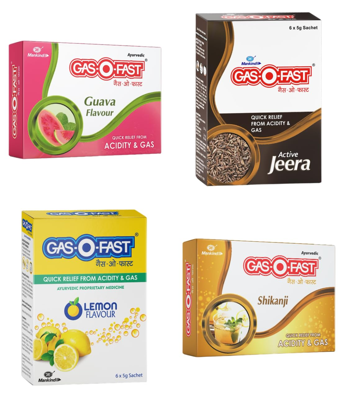 GASOFast Ayurvedic Antacid (Shikanji Jeera Lemon Guava 6s x4 5 g each) (Pack of 4) view 2