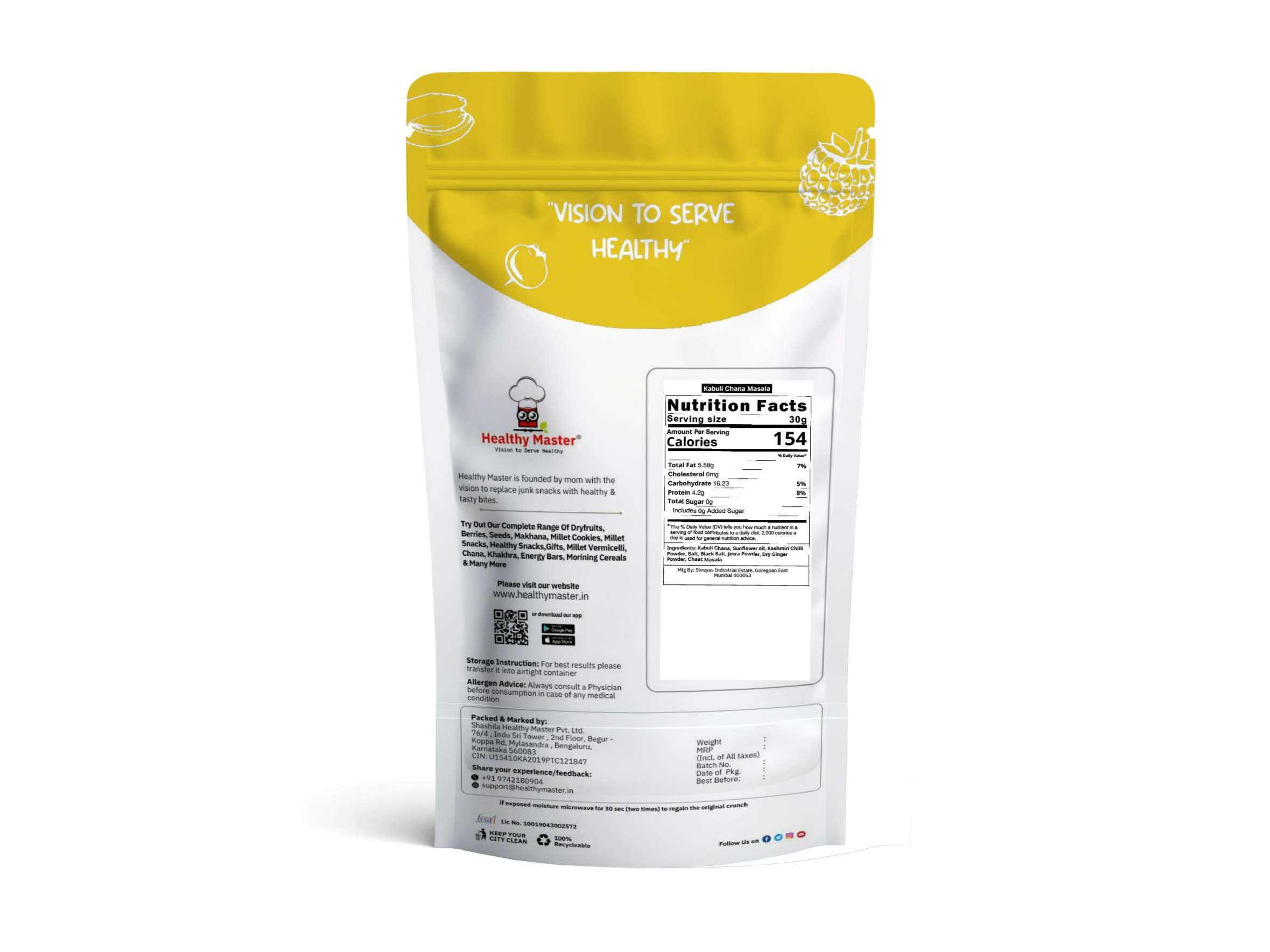 Healthy Master Roasted Spicy Kabuli Chana - 500 Gram view 2