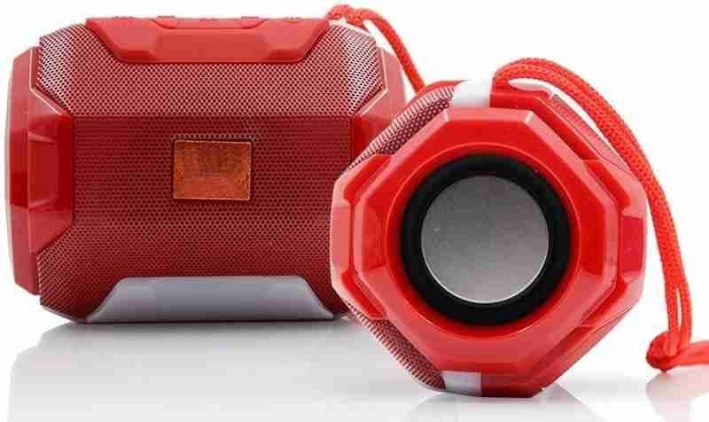 Wireless Bluetooth Speaker with Mic, FM Radio, AUX or USB or TF Support & 6Hrs Playtime - Hands-Free Calling & Rechargeable Battery Red view 2