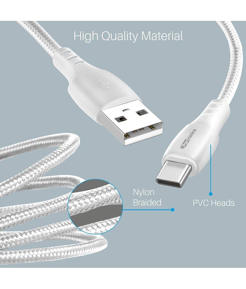 Portronics Konnect A Type -C Cable:1M Type-C Cable with PVC Heads ,White (POR 1179) view 2