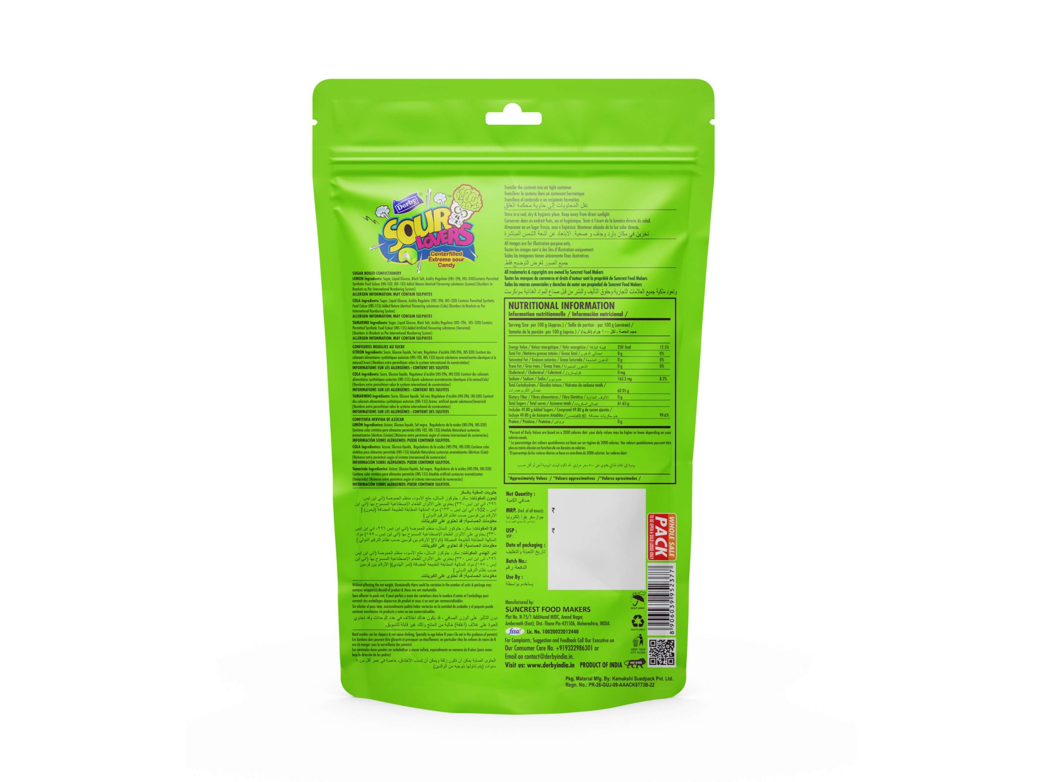 Derby Sour Lover Candy Standy Pouch 50Pcs - Pack Of 70 view 2