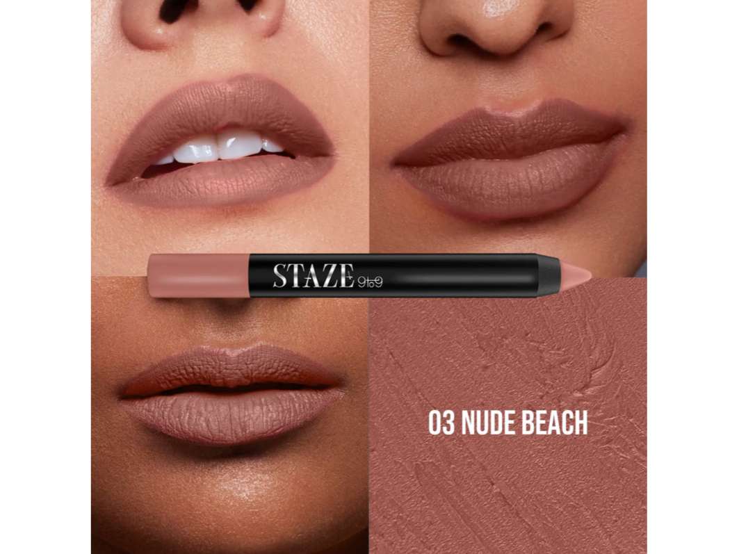 Staze 9to9 Pout On Transfer proof Lip Crayon - Nude Beach - 03 view 2