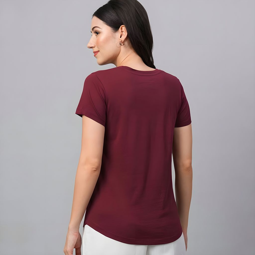 plain maroon t shirt view 2
