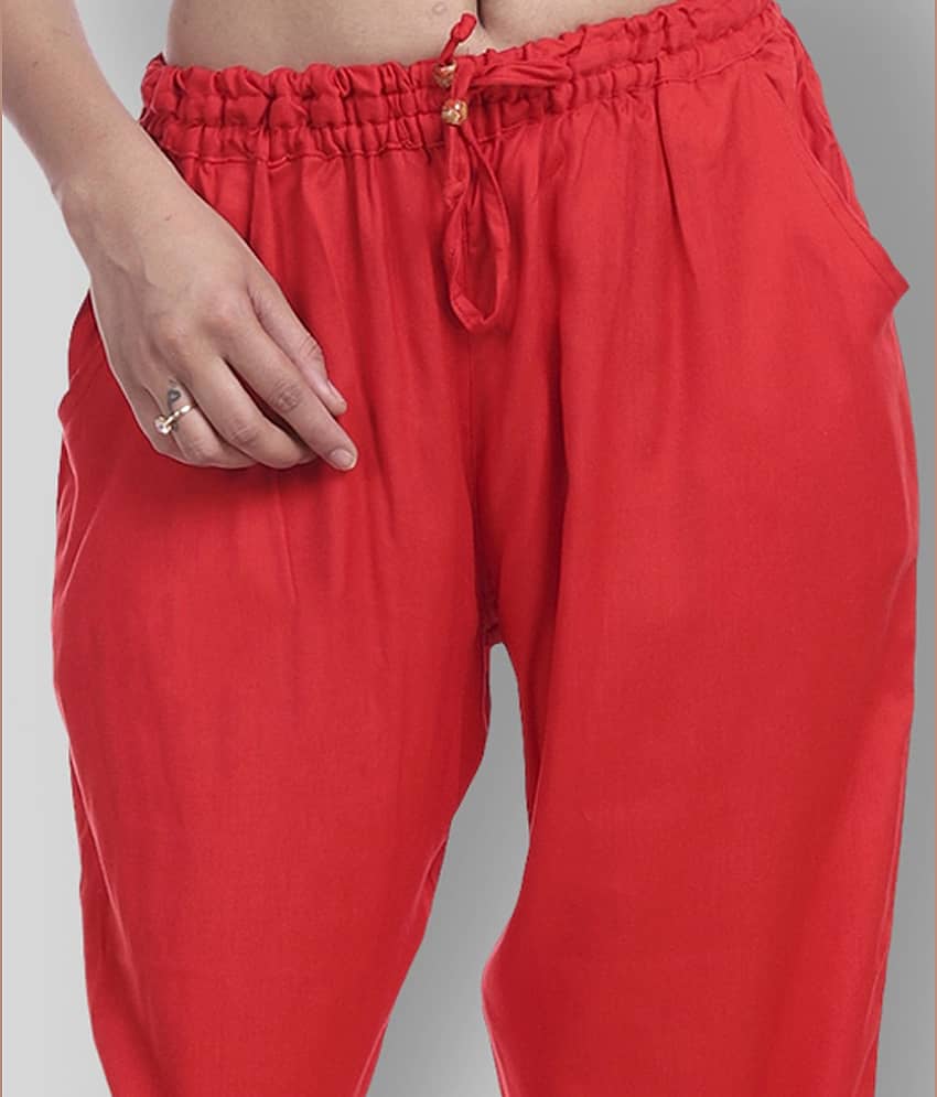 Lee Moda - Red Rayon Straight Fit Women's Casual Pants ( Pack of 1 ) view 2