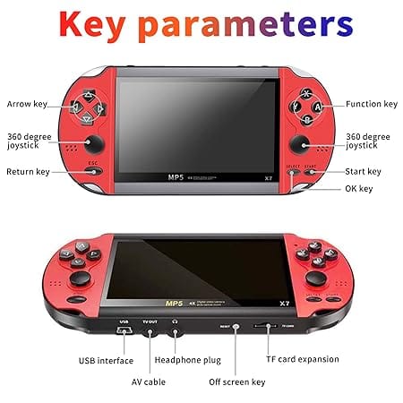 TechKing (15 YEARS WARRANTY) Updated 4.3 inch Updated X7 Video Game Console Handheld Game Players Double Rocker 8GB Memory Built in 10000 Games MP5 Game Controller-08 view 2
