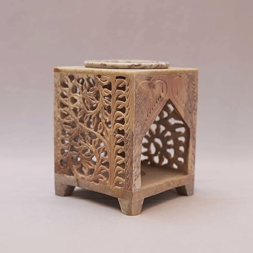 Hand-Carved Soapstone Floral Aroma Oil Diffuser view 2
