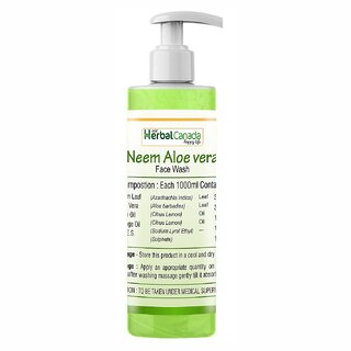 Herbal Canada Neem Aloe Vera Face Wash (190ml) for All Skin Types Cleanses Pores Clarifies view 2