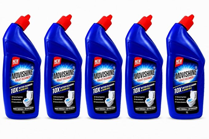 Toilet Cleaner Liquid 1L (Pack of 5) | Thick Formula Bathroom & Toilet Bowl Cleaner | Removes Tough Stains, Limescale & Odour | Kills 99.9% Germs | Deep Cleaning Toilet Cleaning Liquid