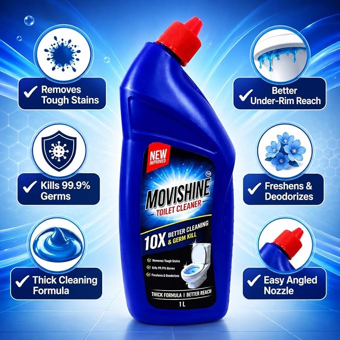 Toilet Cleaner Liquid 1L (Pack of 5) | Thick Formula Bathroom & Toilet Bowl Cleaner | Removes Tough Stains, Limescale & Odour | Kills 99.9% Germs | Deep Cleaning Toilet Cleaning Liquid view 2