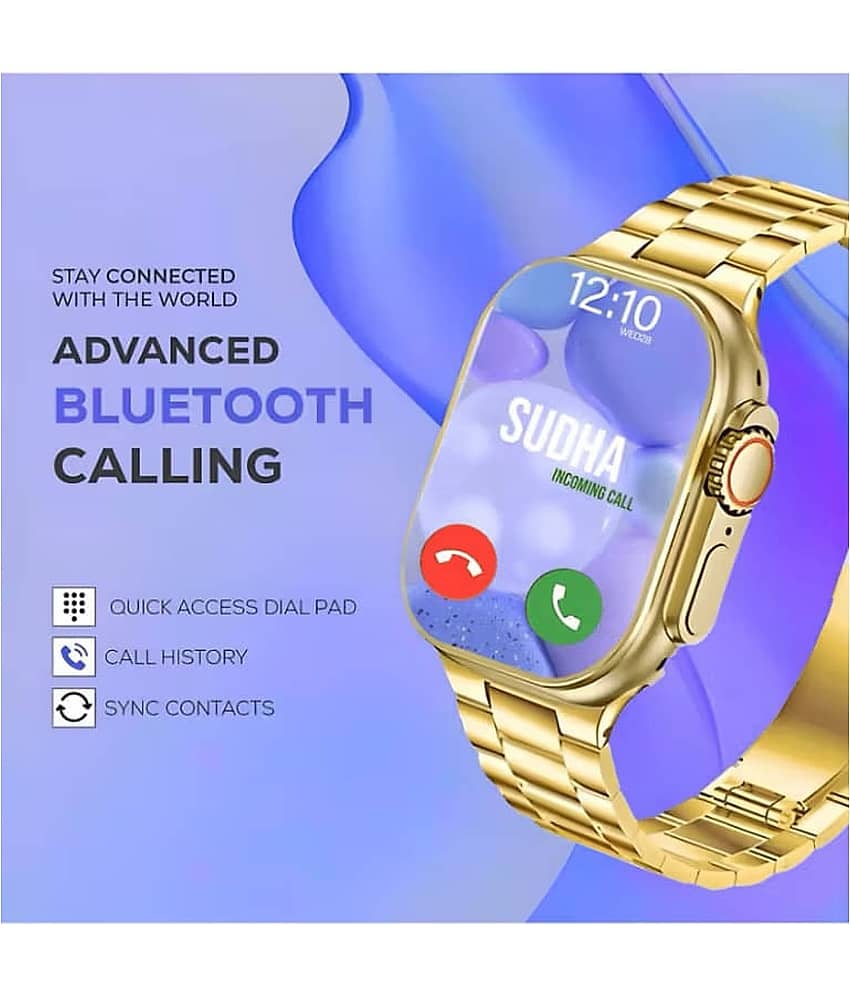 SKYRISE Ultra Max Golden Edition Smartwatch | Heart Rate | Steps | Wireless Charging Smartwatch (Golden Strap, 2.09 Inch Big Sunlight Proof Display) view 2