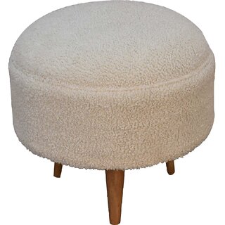 Cream Boucle Rounded Footstool view 2