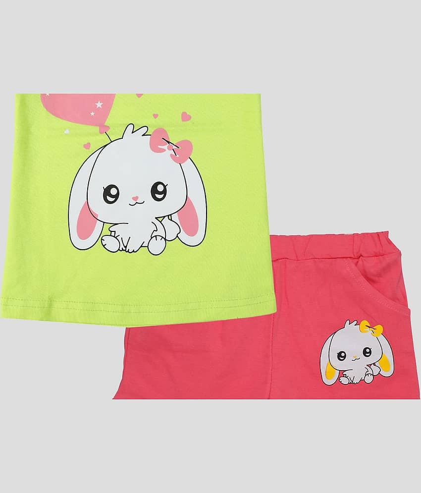 CATCUB Pack of 1 Baby Girls Cotton Top & Shorts ( Green ) view 2