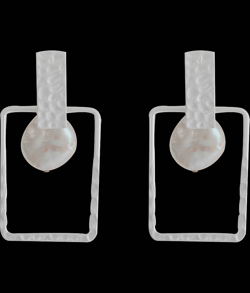 Silver Shine Glamrouse white Colour Shape Blocked Designe Drop Earring For Girls And Women Jewellery view 2