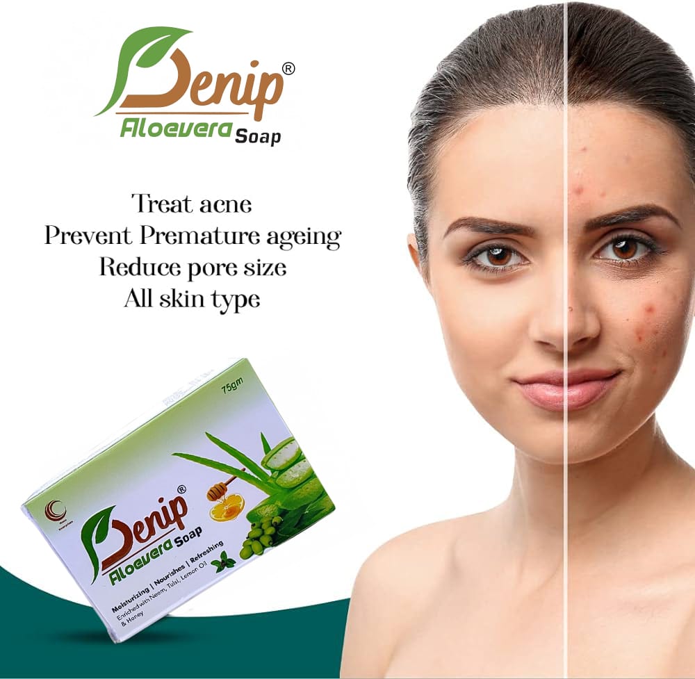 Denip Aloevera Soap for Refreshed and Acne free Skin (Pack of 3) view 2