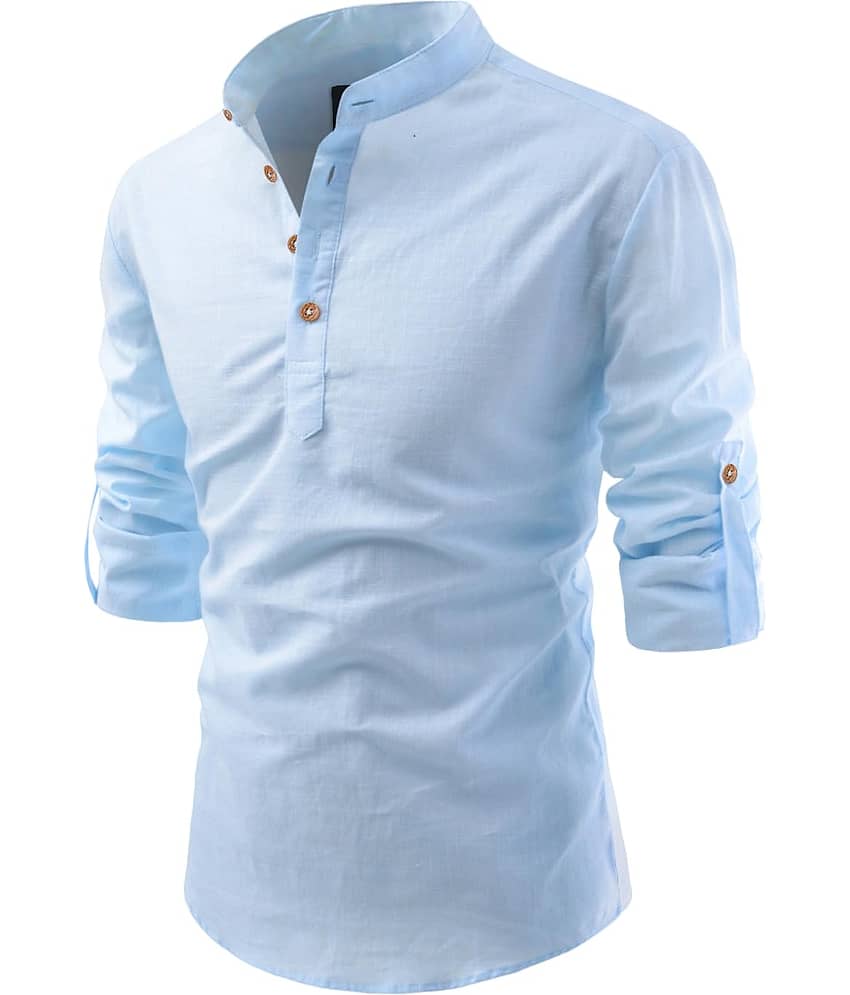 UNI VIBE Sky Blue Cotton Blend Men's Shirt Style Kurta ( Pack of 1 )