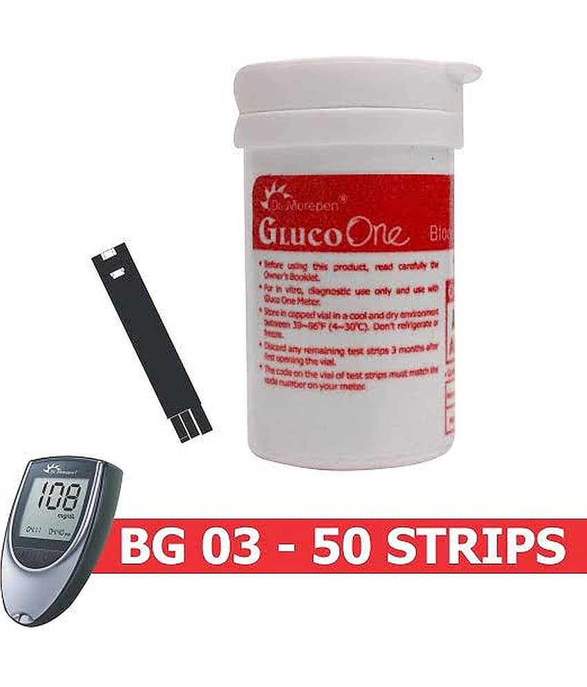 Dr. Morepen Bg03 Bloodglucose Test Strips, 50 Strips (Black/White) view 2