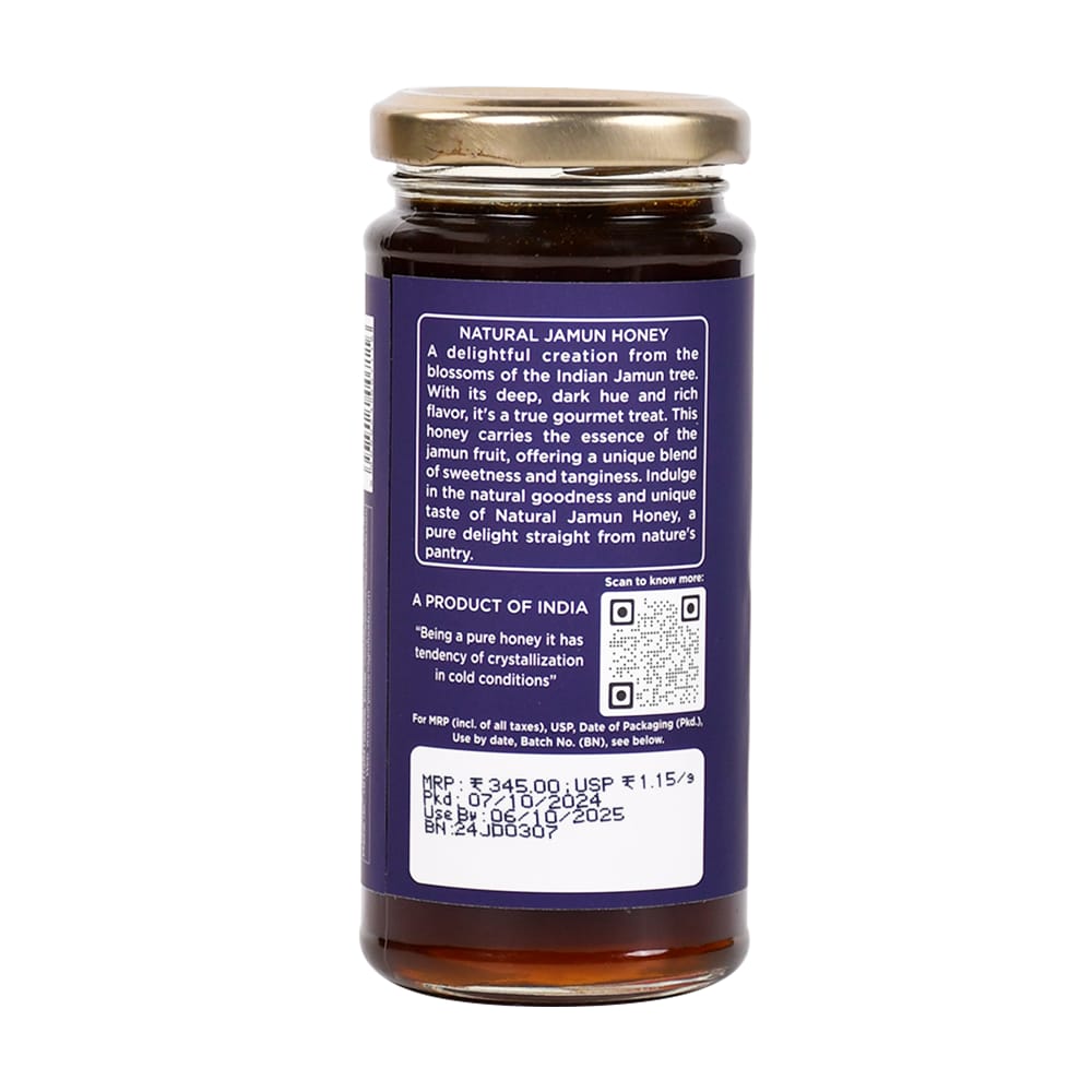 Sanjeevani Organics 100% Natural Jamun Honey, Monofloral – 300g (Unpasteurized Indian Blackberry Honey) view 2