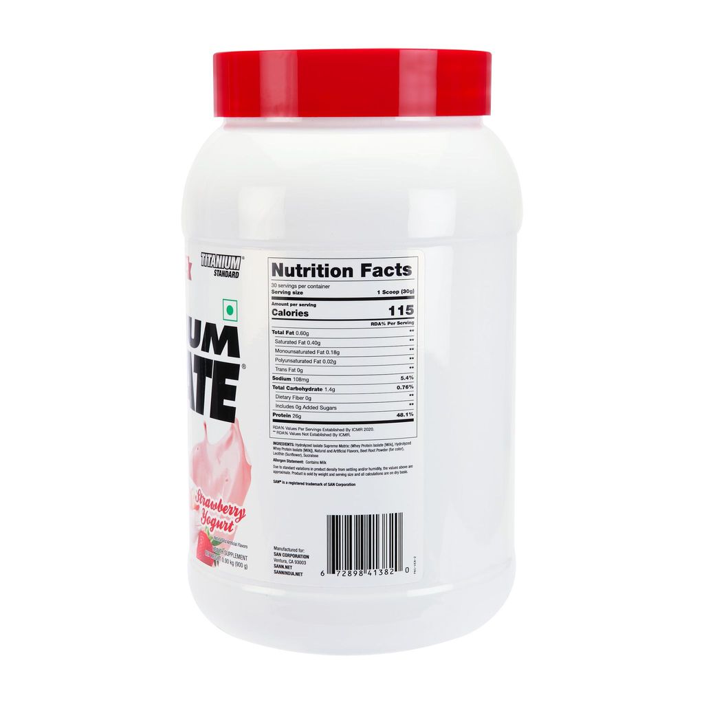 San Nutrition Titanium Isolate Supreme | Whey Protein Powder | 26g protein | Hydrolyzed Whey Protein Isolate | view 2