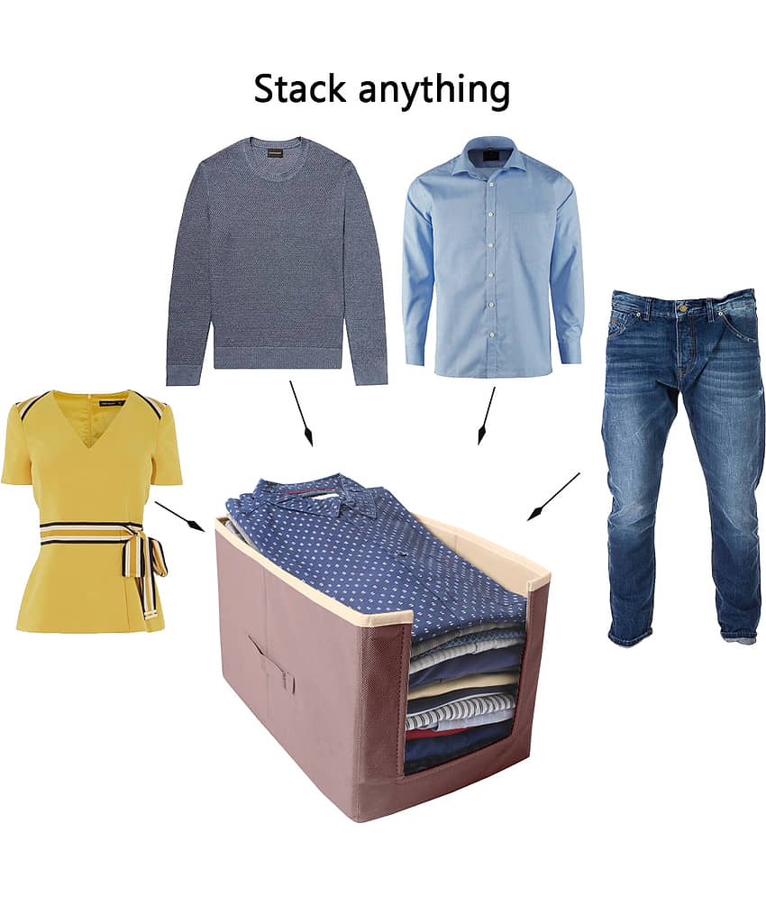 PrettyKrafts Shirt Stacker Closet Organizer - Shirts and Clothing Organizer - Exile (Set of 2) - GreyBlack view 2