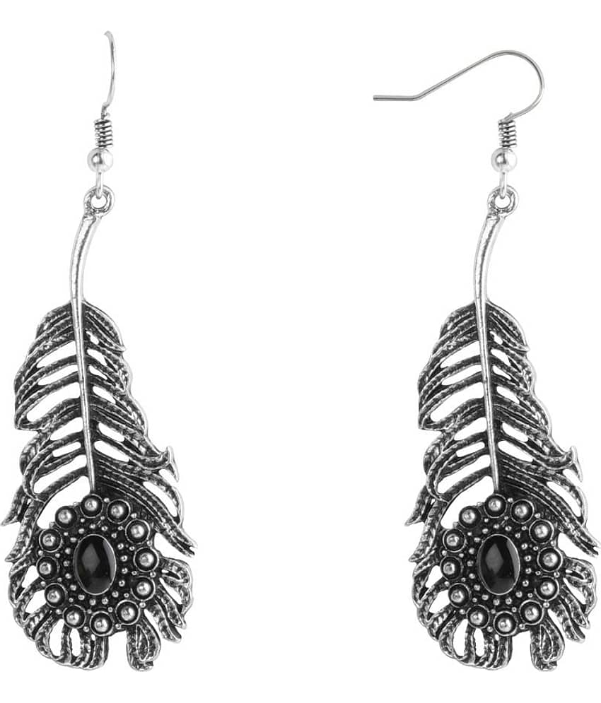 Silver Shine Dazzling Silver Peacock Feather Earrings for Women view 2