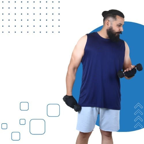 Men's Gym Sleeveless T-Shirt Navy Blue - Drifit, Quick Dry Sports Tank Top, Sando Vest view 2