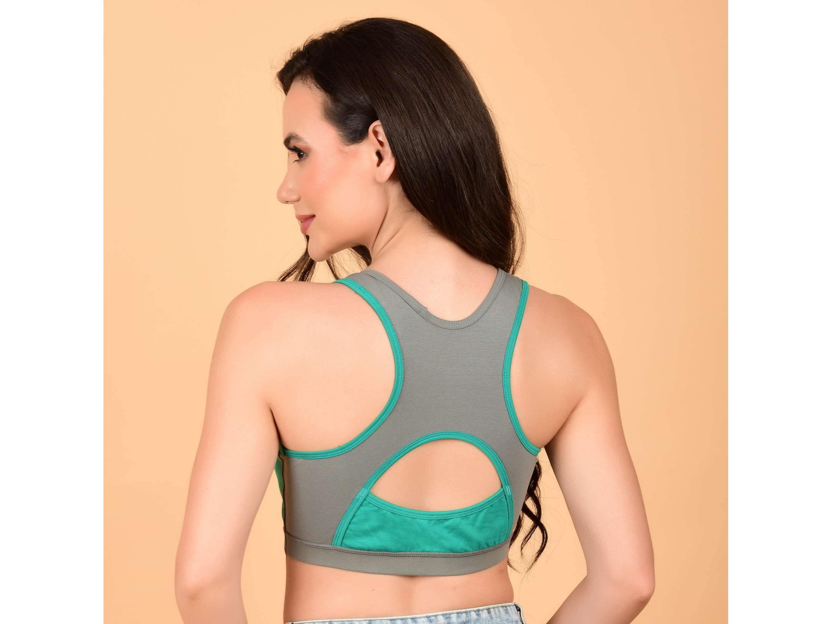 Stud & Gracy Sports Bra - Padded Grey + Green - S - 30 view 2