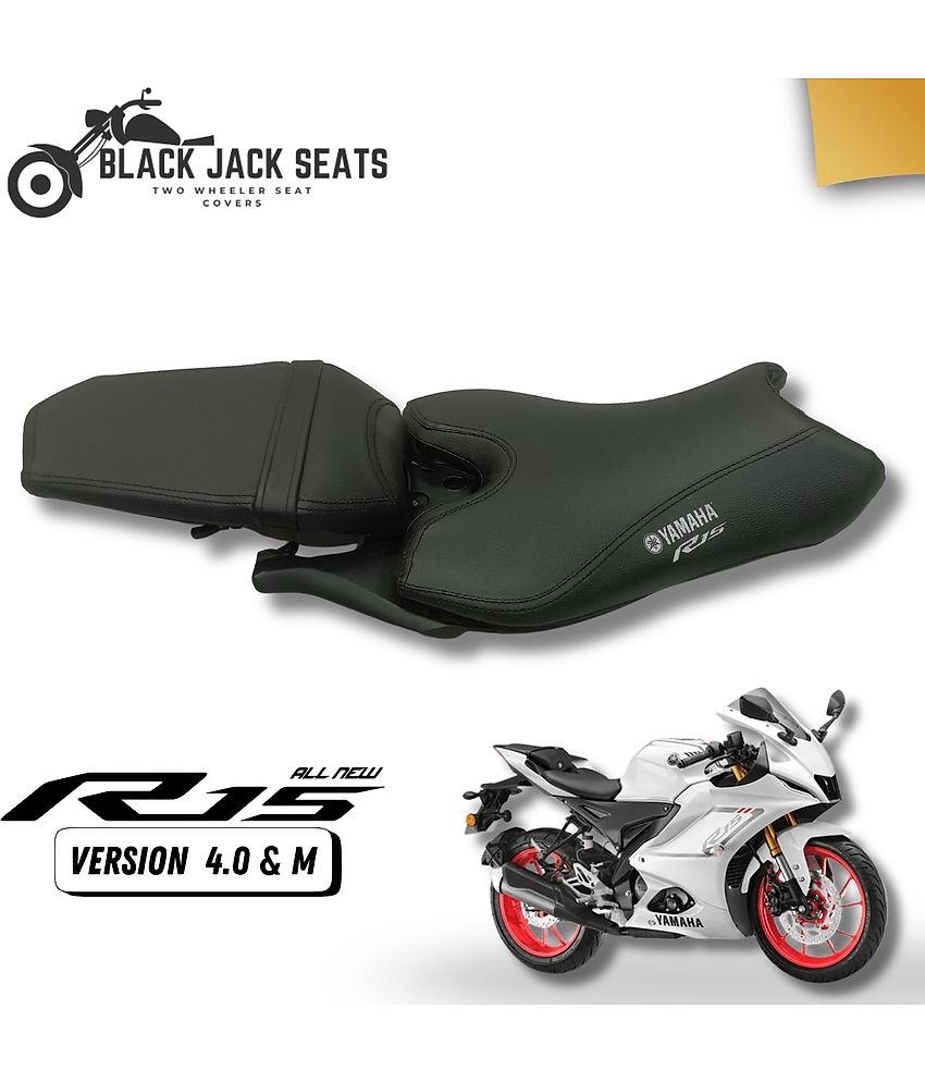 R15 V4 Seat Cover – Plain Black | Premium Fit & Finish by Black Jack Seats