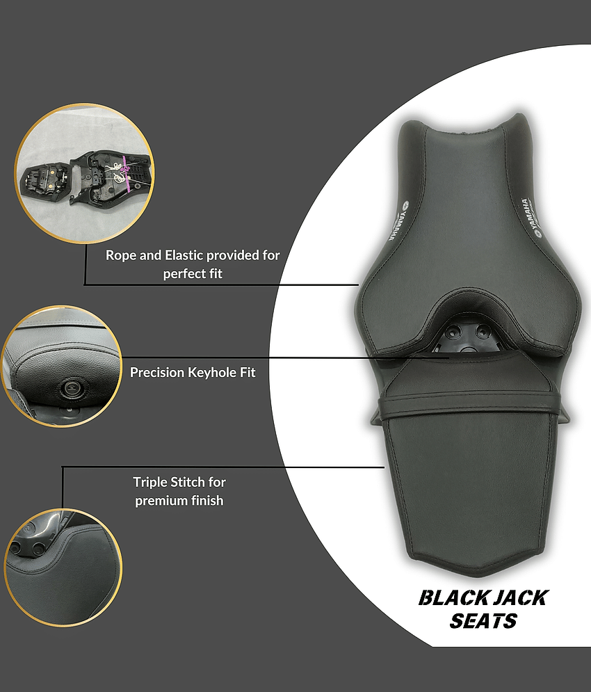R15 V4 Seat Cover – Plain Black | Premium Fit & Finish by Black Jack Seats view 2