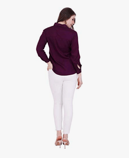 Kanzul -FASHION PASSION Women Solid Casual Button Down Shirt view 2