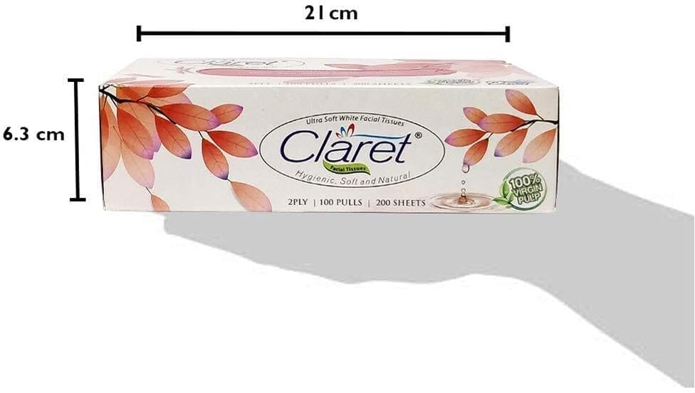 Claret 2-Ply Facial Tissue - 100 Pulls, Soft & Absorbent, 20x20 | Party Disposable Napkins for Events & Dining (Pack of 2) view 2