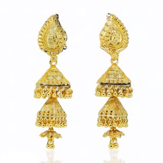 Traditional 1gm gold and micron plated jhumkis view 2